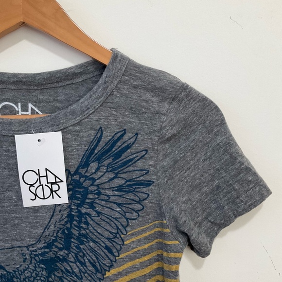 Chaser Tops Womens Medium Triblend Short Sleeve Basic Slim Tee Streaky Gray New - Picture 3 of 7